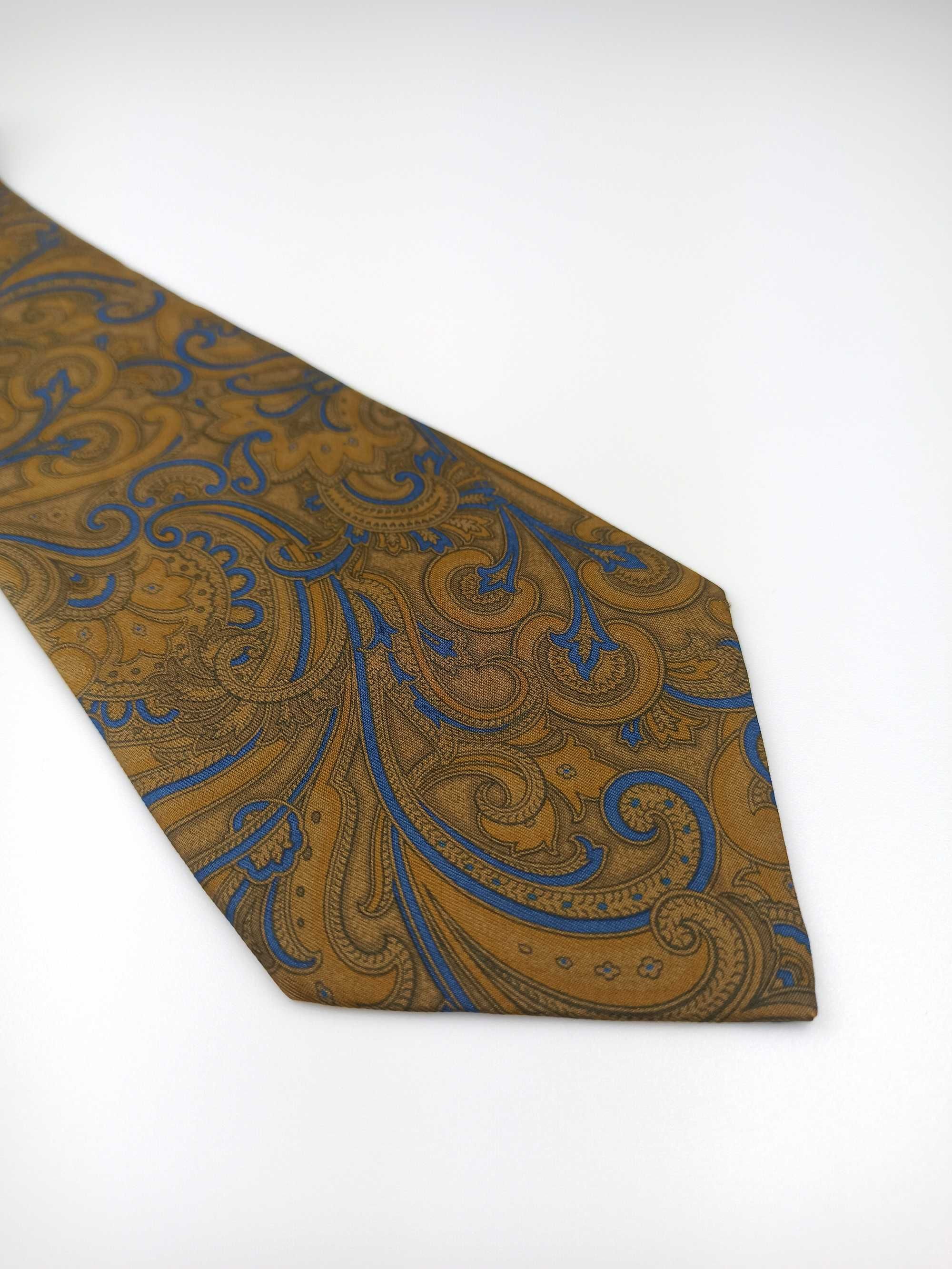 Pierre Cardin brązowy jedwabny krawat paisley f49