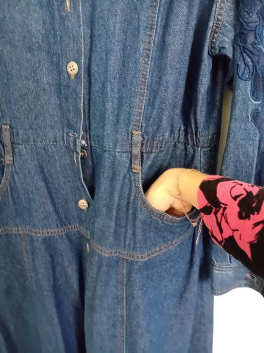 Sukienka jeansowa koronka rękaw