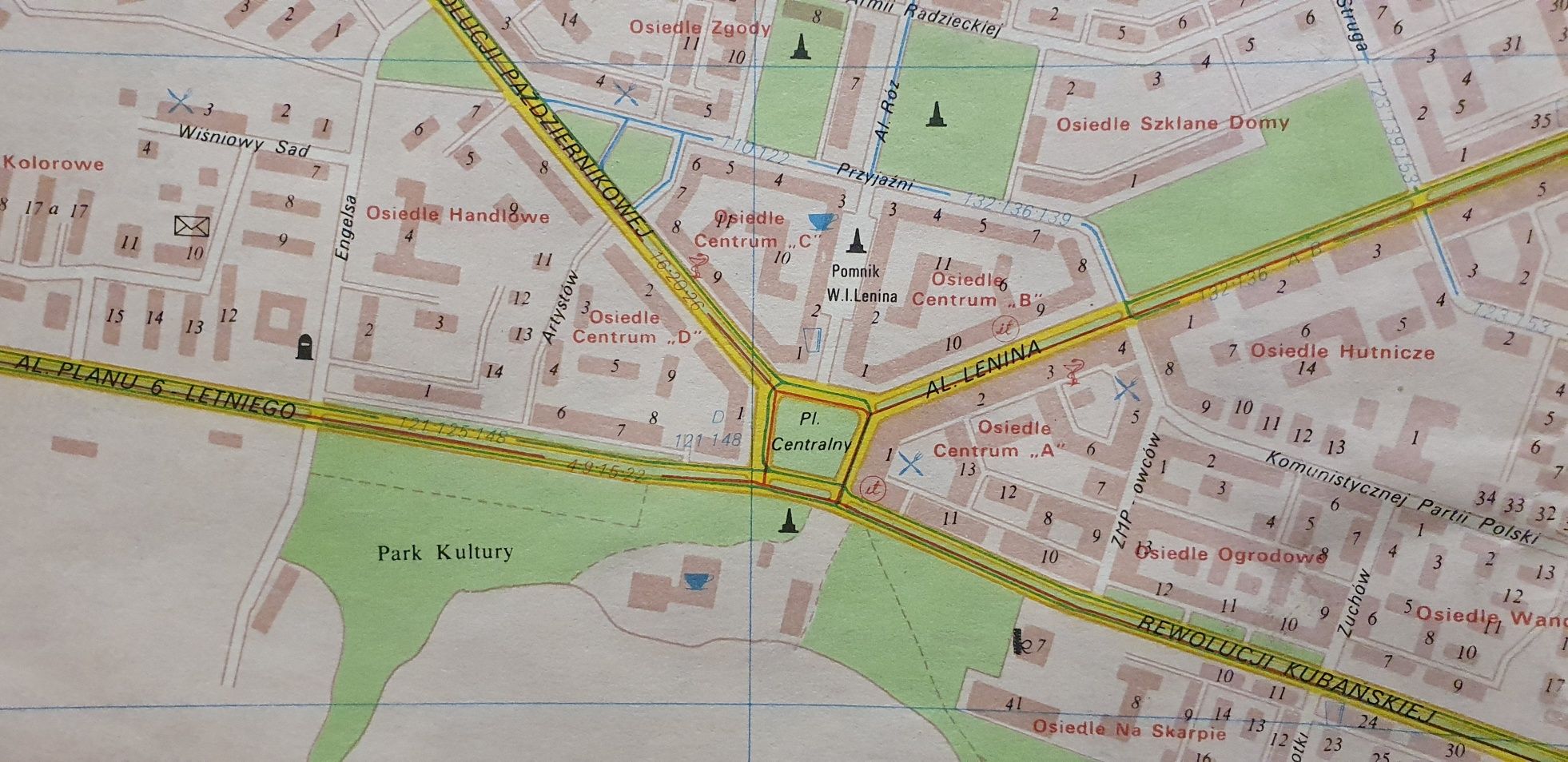 Nowa Huta - stary plan mapa 1983 r. nazwy ulic PRL