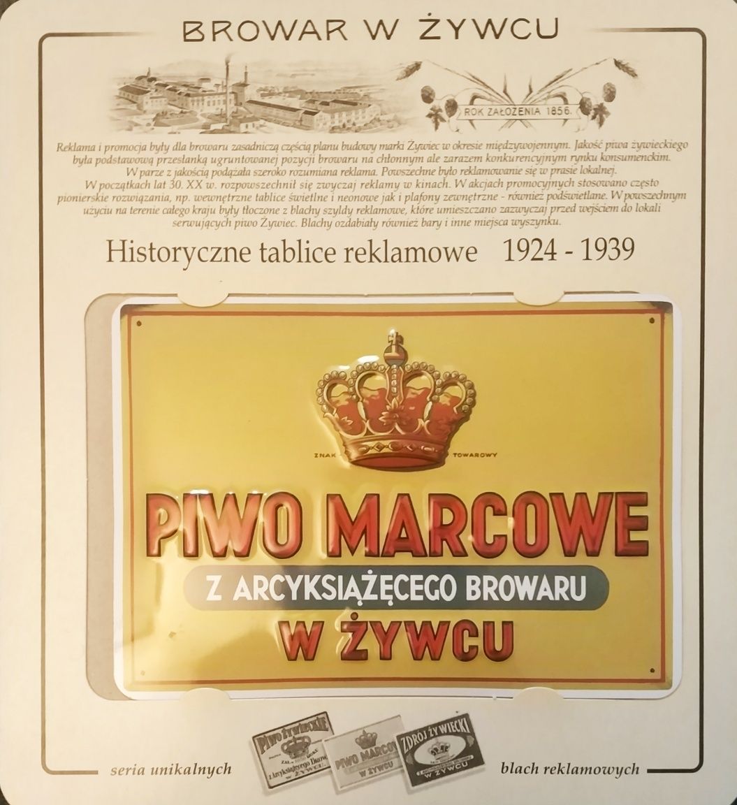 Piwo Marcowe, reklama Żywiec, blacha