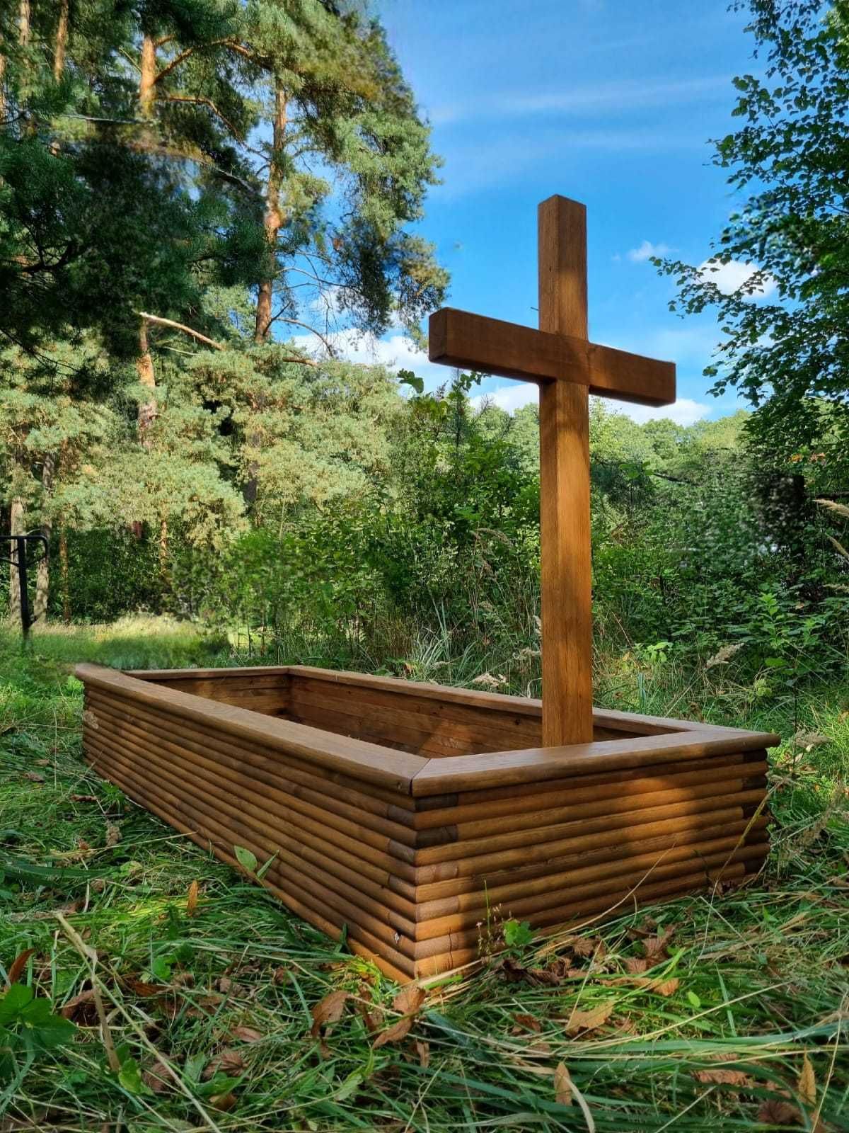 Nagrobek drewniany MASYWNY obudowa grobu obrzeże nagrobne