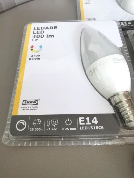 3x Lâmpada Ikea Ledare E14 470lm 40w vela