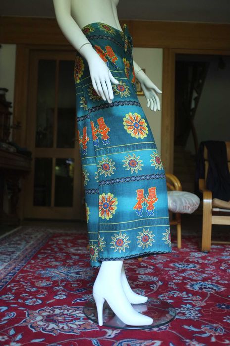 etniczne wiązane szerokie letnie plażowe spodnie kopertowe vintage