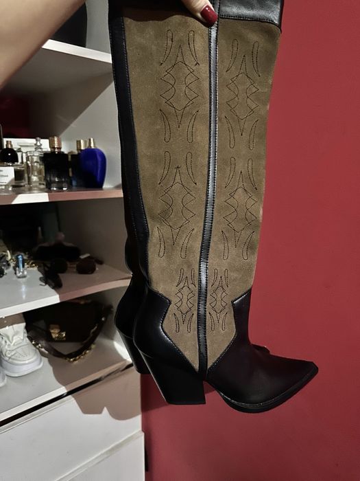 Сапоги ковбойки marant италия кожаные ботинки