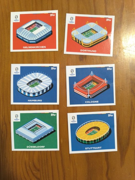 6 cartas de estádios do Euro 2024 - Colecção Topps