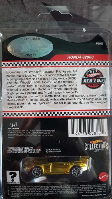 Hot Wheels RLC Honda S2000 Edição exclusiva RYU ASADA Nr. 11247/30000