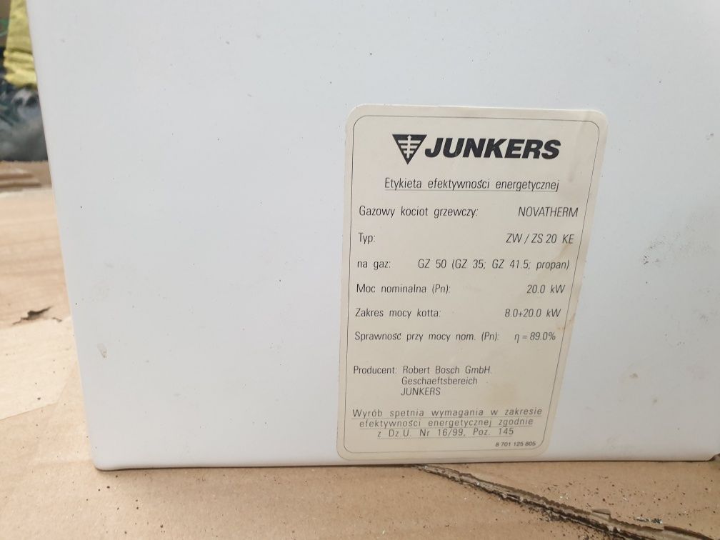 Piecyk gazowy, kocioł grzewczy Junkers  Zw/Zs 20