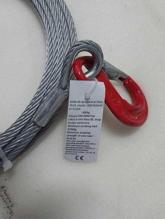 Lina do przyciagarki wyciagarki AL-KO 12,5m 7mm NOWA