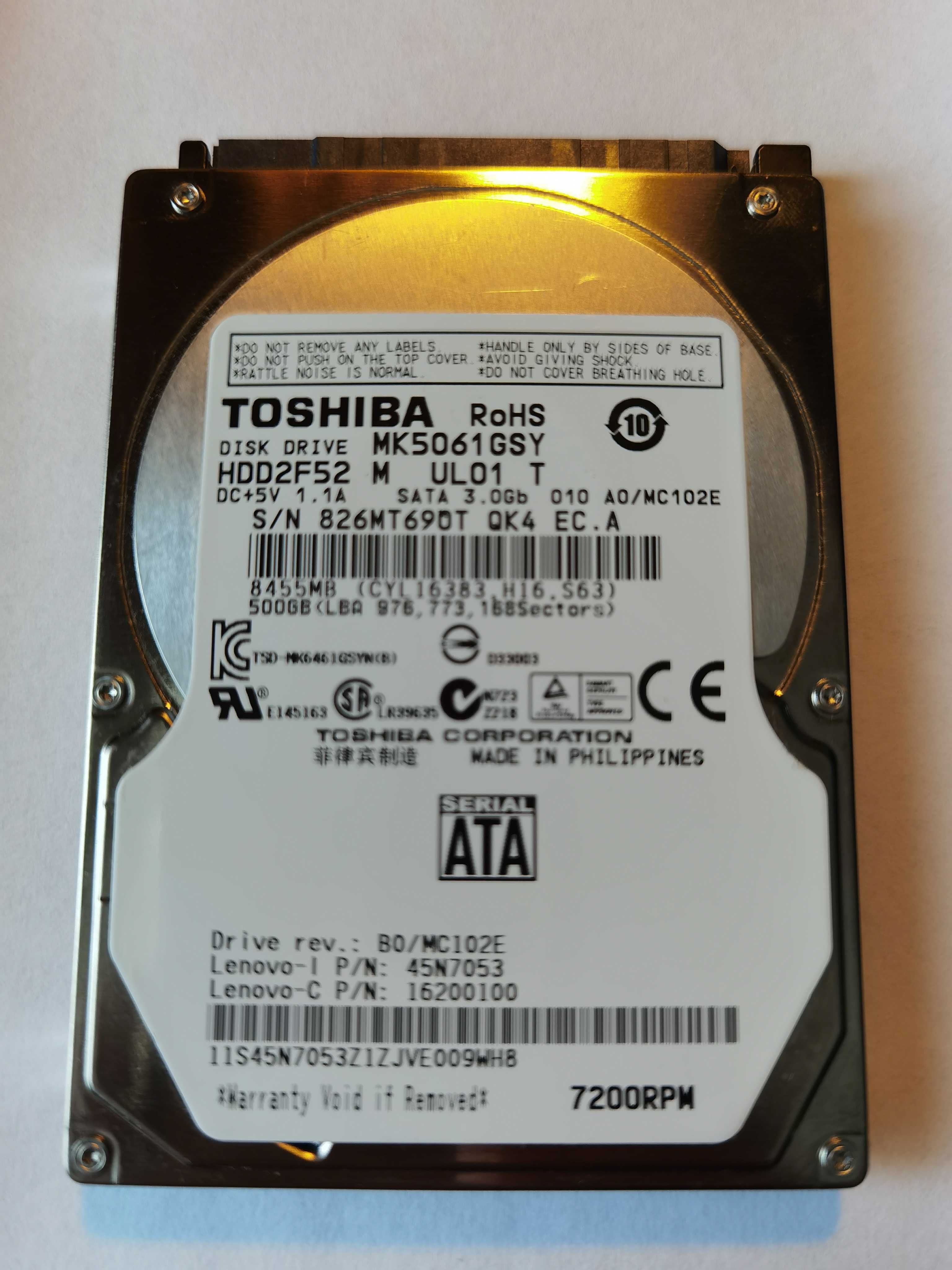 Жорсткий диск для ноутбука TOSHIBA MK5061GSY 500GB новий