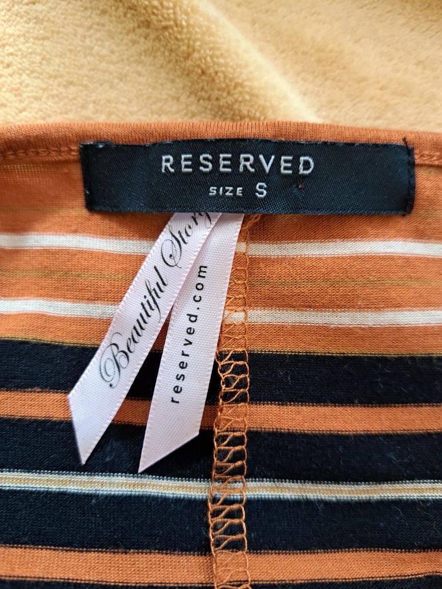 Reserved bluzka w paski rudo czarno beżowe  S