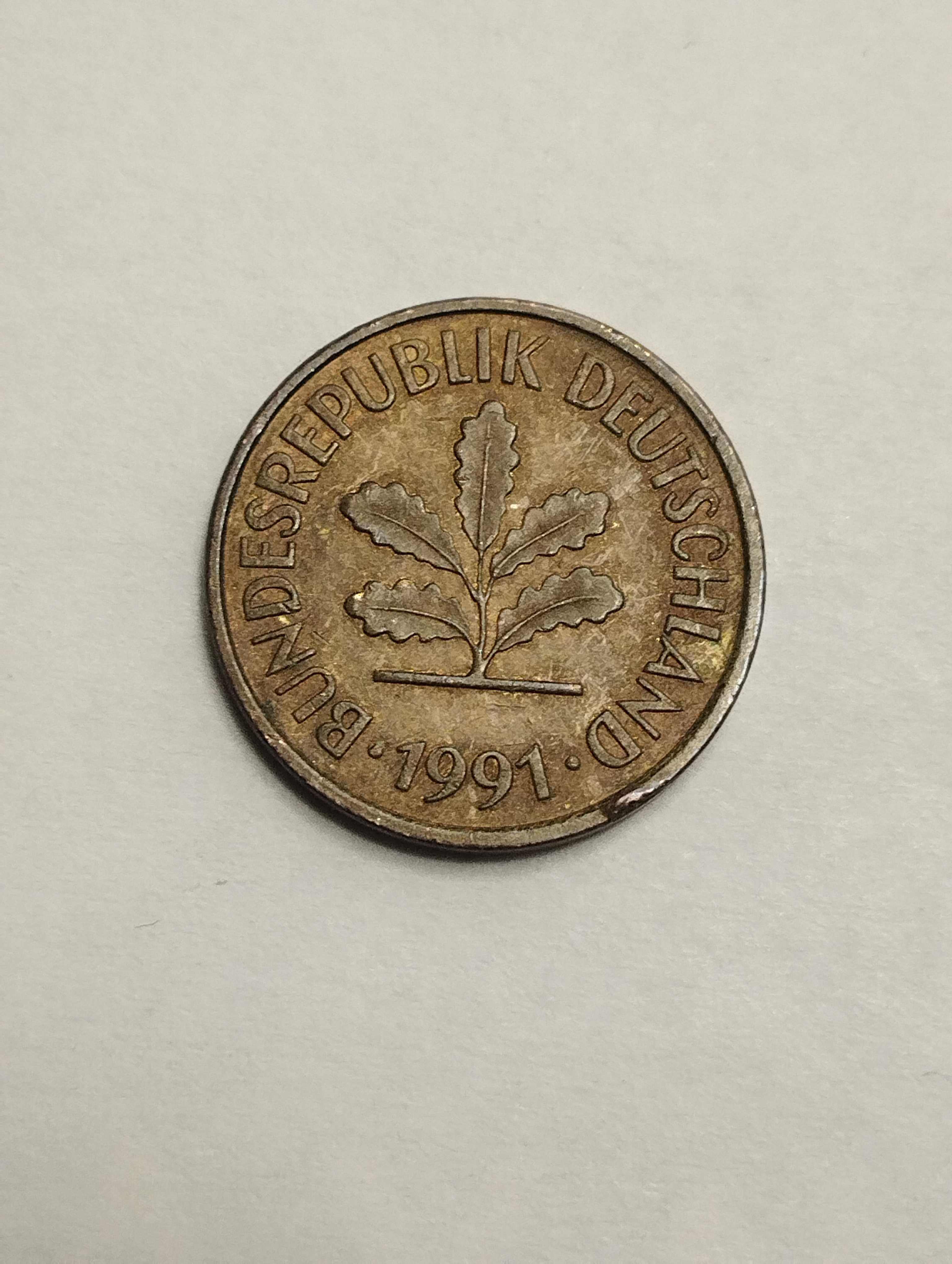 Sprzedam monetę Niemcy 5 pfennigów  1991r. F  stan dobry