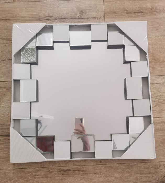 NOWE Lustro dekoracyjne ozdobne kwadrat w ramie z małych kwadratów