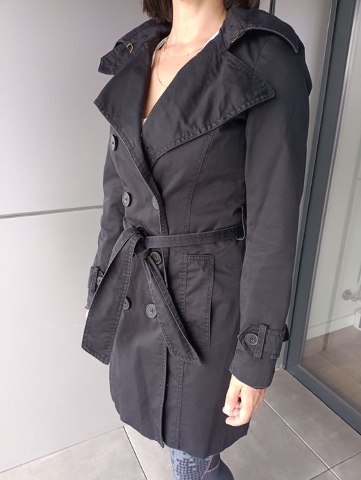 Gabardina preta Zara Xs