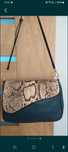 WĄŻ oryginalna skóra naturalna +węża torebka crossbody brąz+ granat