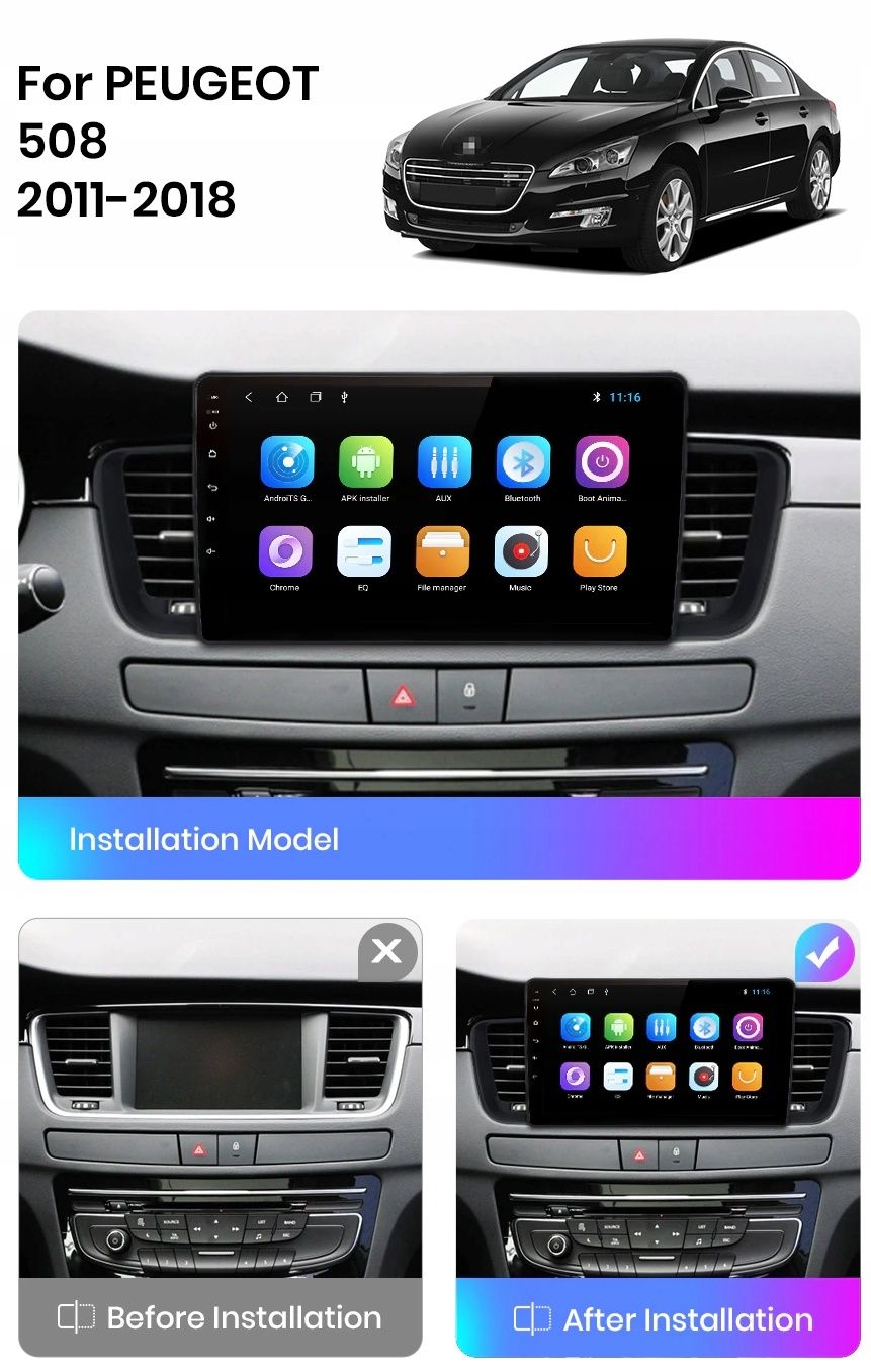 Radio nawigacja Peugeot 508 ANDROID WIFI GPS BLUETOOTH