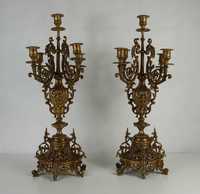 Para dużych barokowych  starych mosiężnych świeczników - Francja