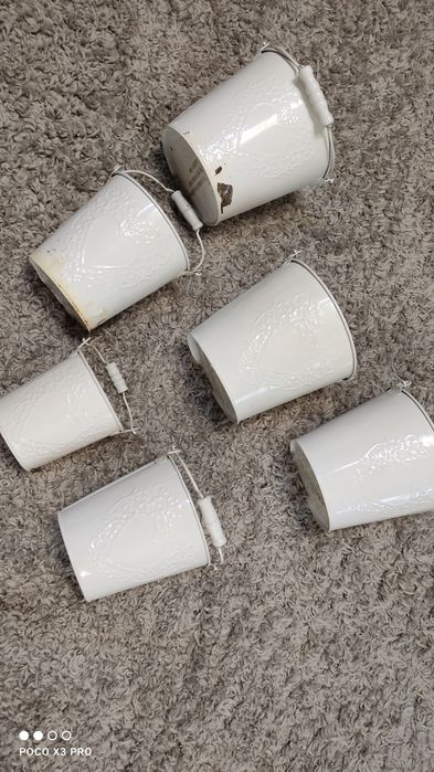 7 osłonki na doniczki zestaw metalowe różne wymiary