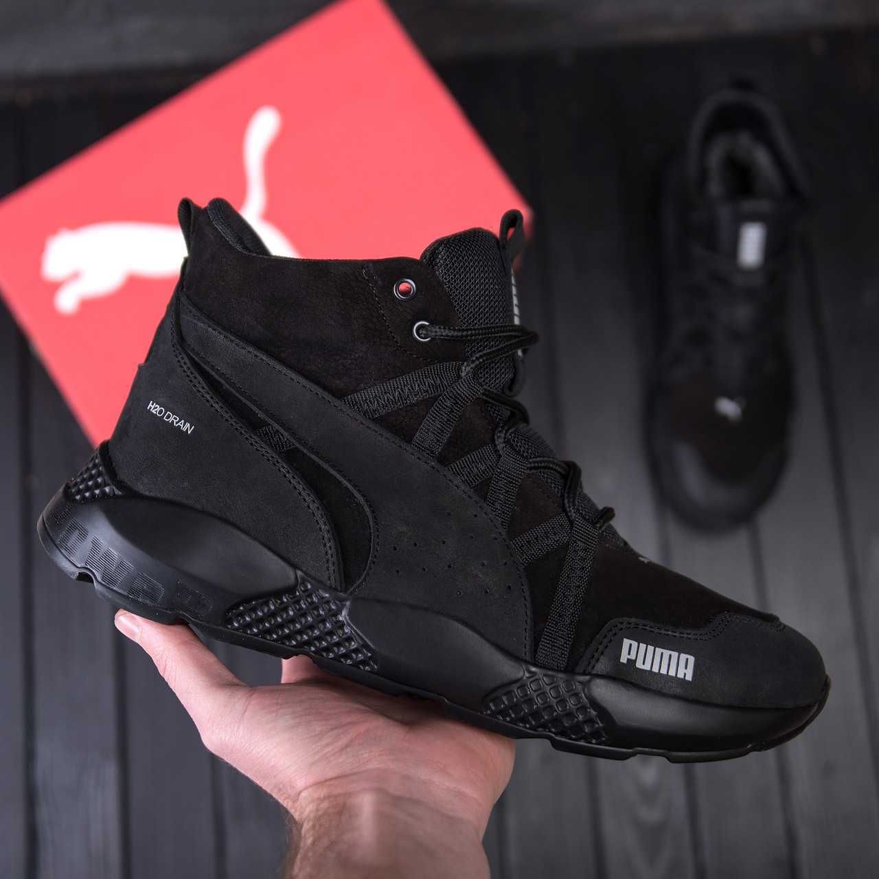 Мужские зимние кожаные ботинки Puma Runner Black