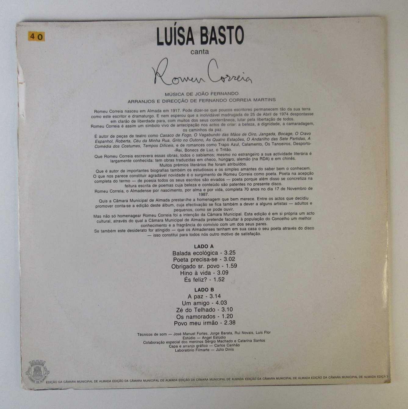 LUÍSA BASTO - Canta Romeu Correia (LP)