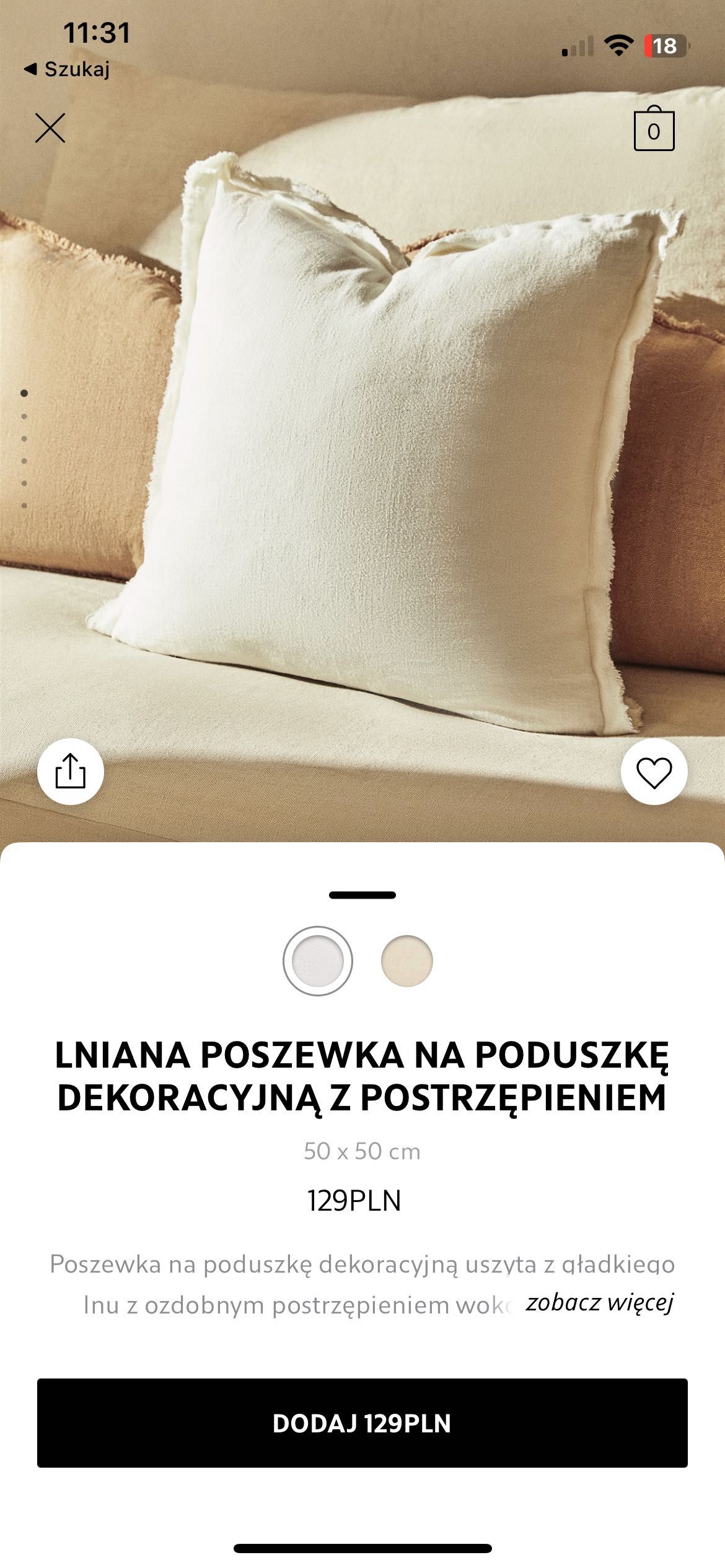 Lniana poszewka na poduszkę Zara Home