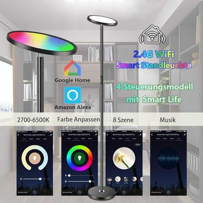 Anten Lampa stojąca LED, ściemniana RGB