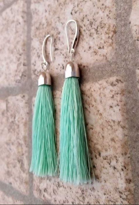 Brincos Novos Verde Água Cortininha Embalados