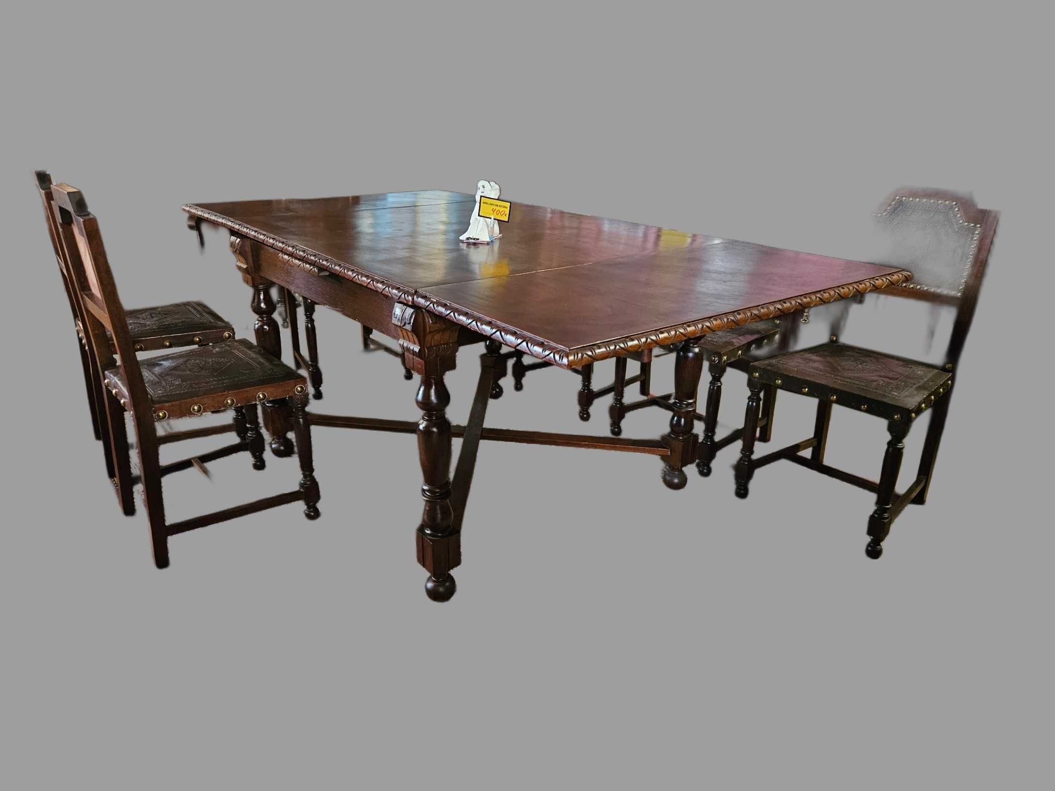 Mesa antiga em madeira maciça de estilo Holandês - Extens