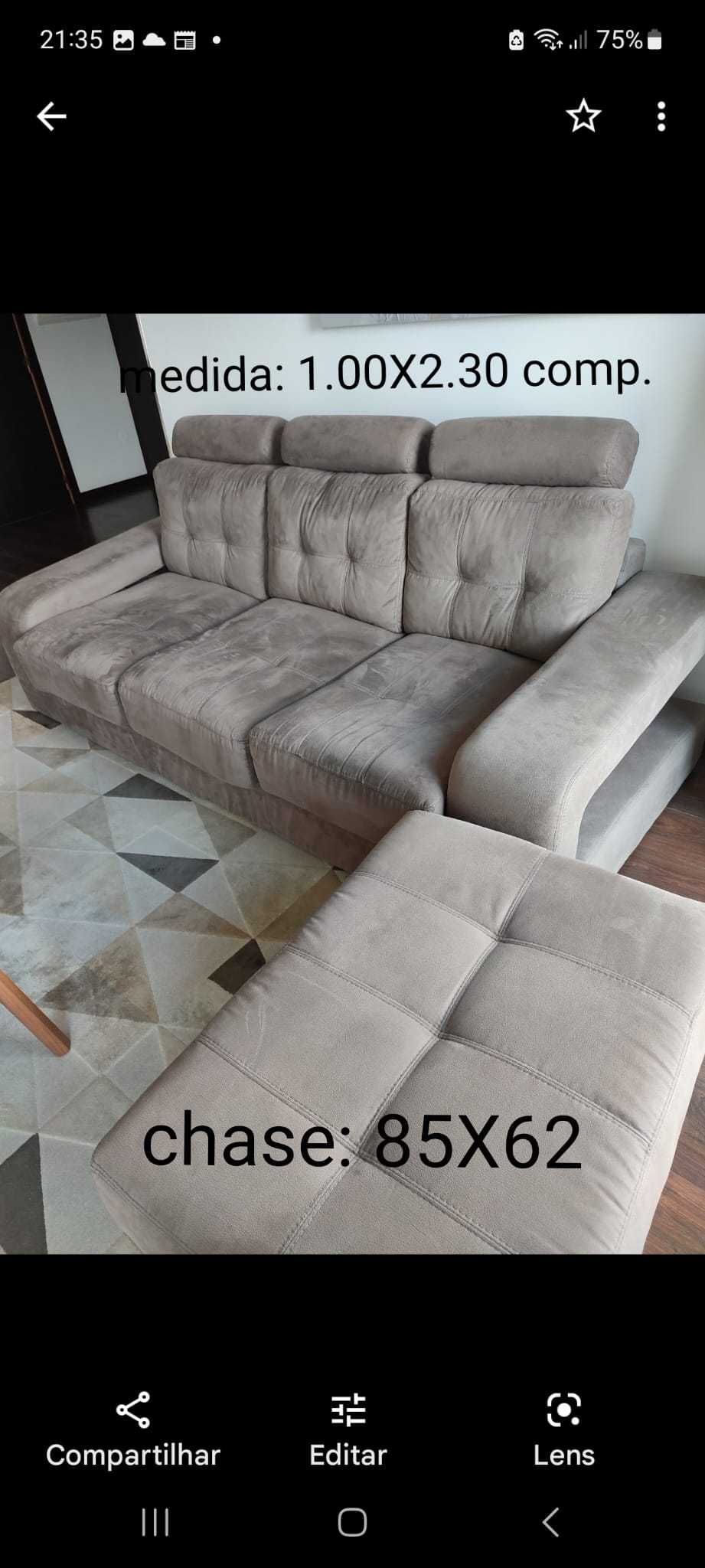 Sofá 3 lugares com chaise