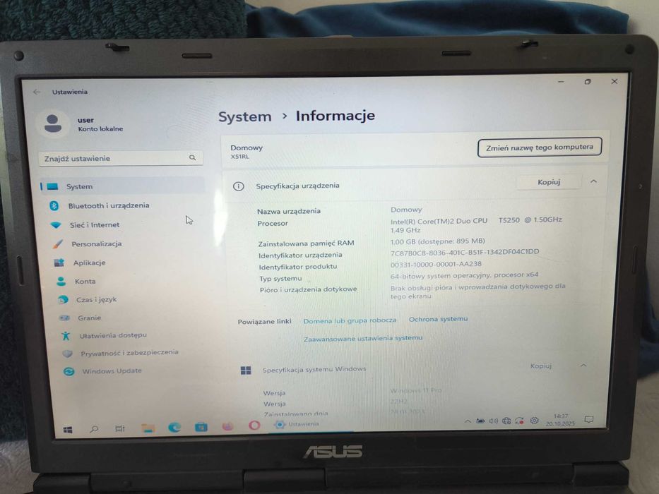 Laptop Asus Intel WiFi Bluetooth Win 11