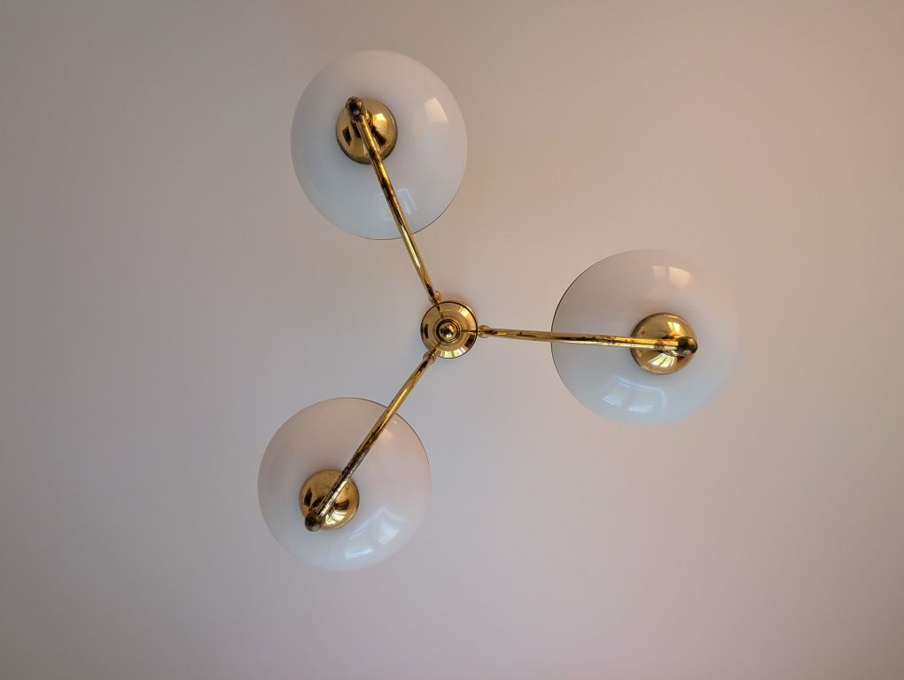 Żyrandol lampa sufitowa biało złota na 3 żarówki