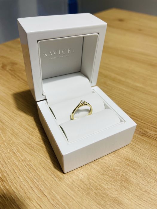 Pierścionek zaręczynowy diament brylant savicki 585 0,14 ct rozmiar 12