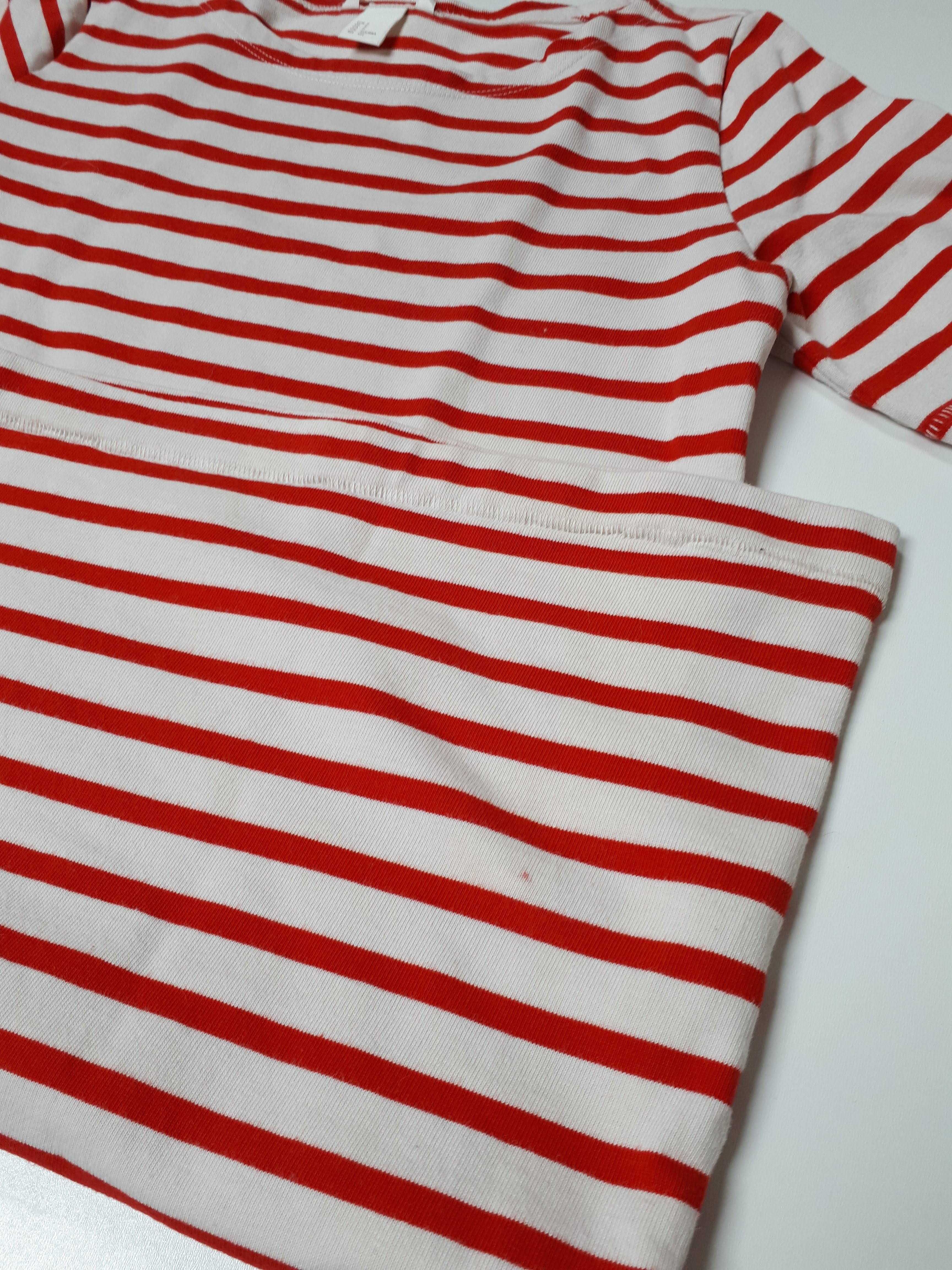 jak NOWA 1xubrana dżersejowa sukienka H&M czerwone paski rozm L