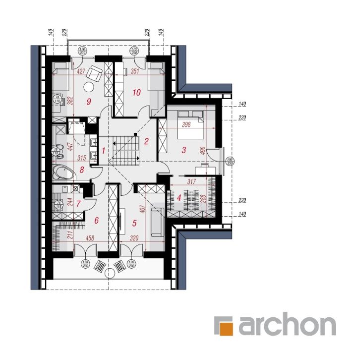 Projekt domu Dom w montbrecjach (G2) ARCHON + oczyszczalnia