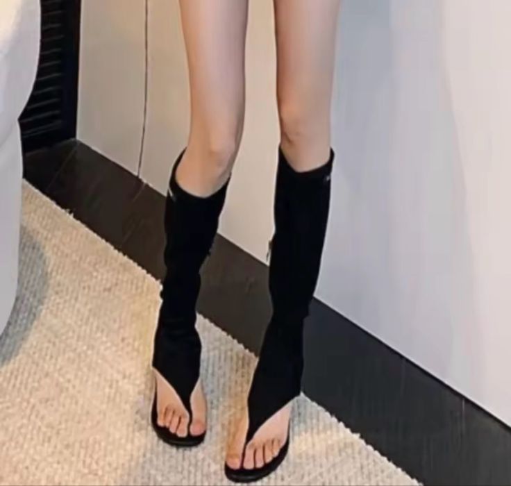 Сапоги y2k черные замш