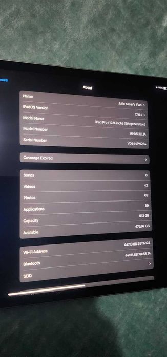 Ipad pro 12.9' 5th gen