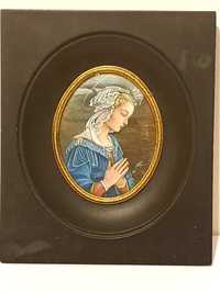 Antiga pintura miniatura "Madonna della Roccia" de Fra. FIilippo Lippi