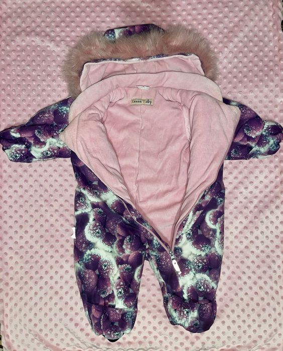 Красивий зимовий термокомбінезон Lenne Baby 74см на дівчинку.