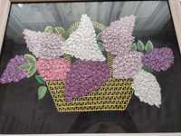 obraz haftowany kwiaty