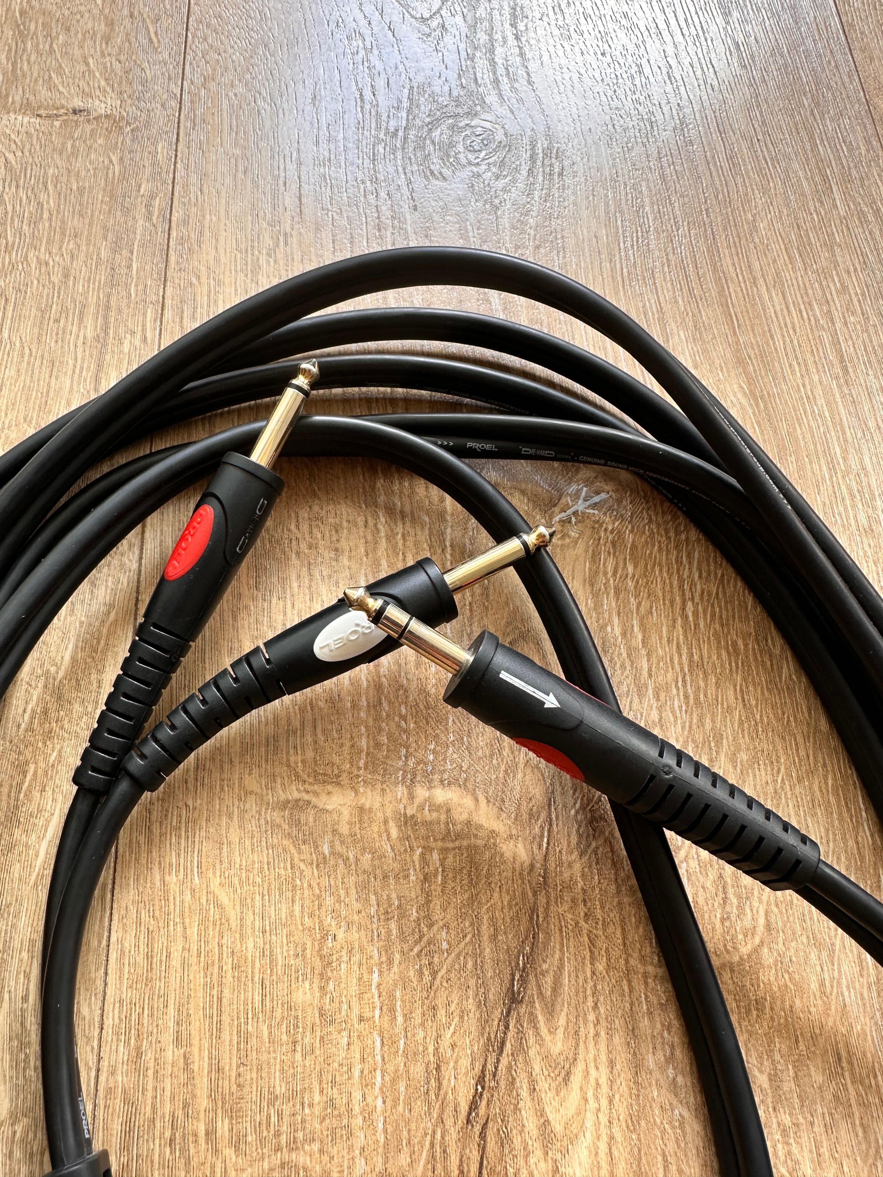 Kabel Stereo Proel 2 x jack 6.3mm na jack 6.3mm 5 metrów Jak nowy