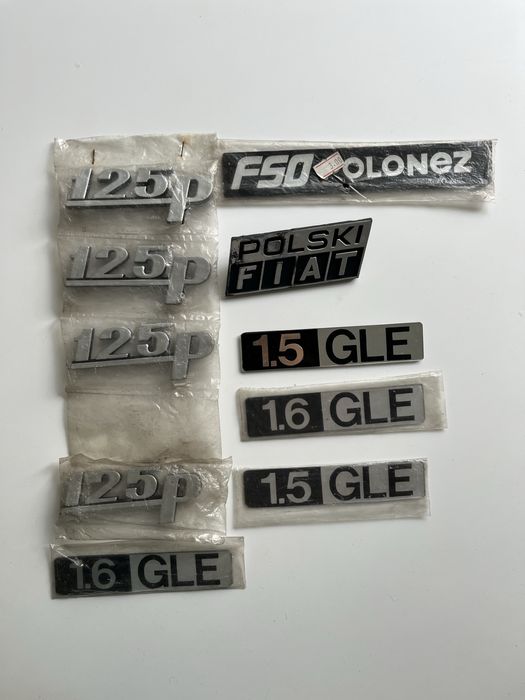 Znaczki napisy emblematy fso polonez polski fiat duży fiat fiat 125p