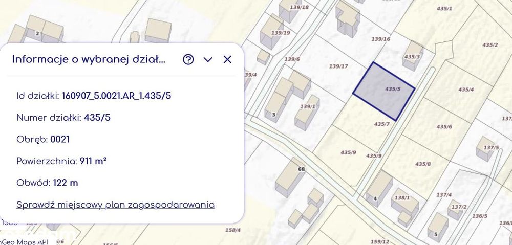 działka budowlana 911m2 Sady k/Niemodlina