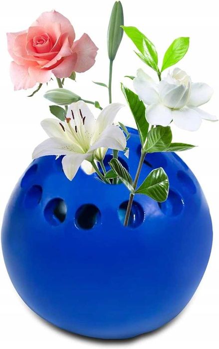Niebieski wazon na kwiaty kulka 6x6 cm *7