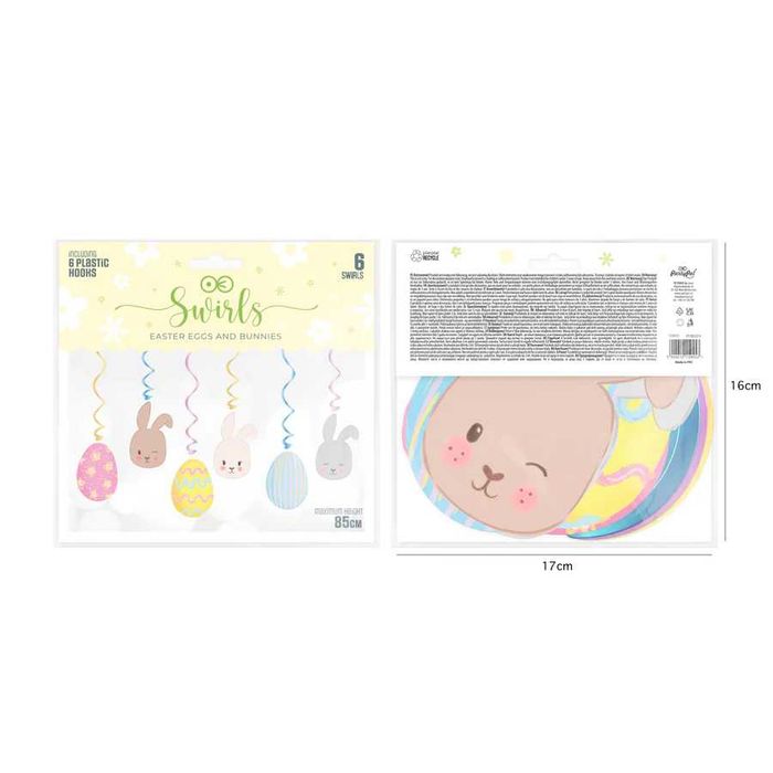 Dekoracje papierowe świderki "Jajka i króliki" 1opak./6szt.