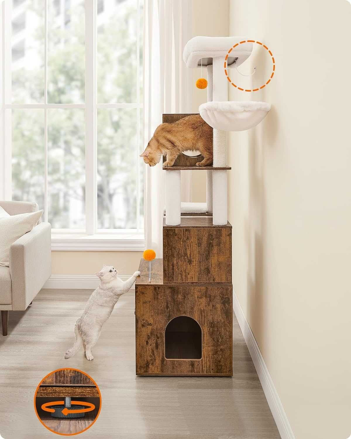 Drapak z szafką na toaletę 185cm dla kota drzewko legowisko kotów Bard
