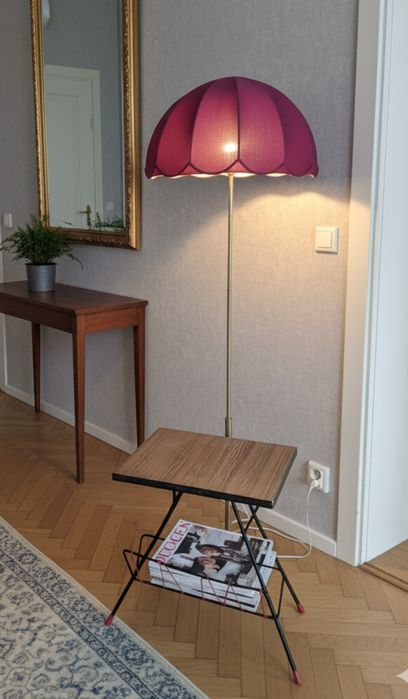 Lampa abażur ze stolikiem na gazety retro vintage