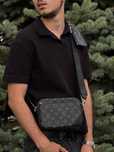 Сумка Louis Vuitton 3в1 мужская барсетка Лв кожаная Луи Витон черная