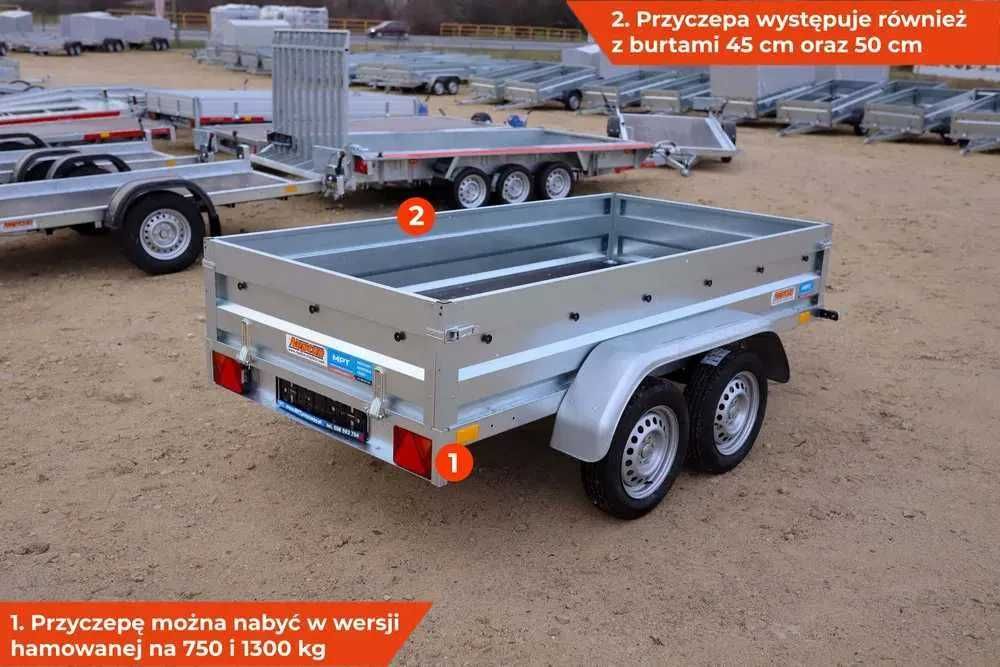 Nowa Przyczepka dwuosiowa 2 osie Neptun Rustik 253 x 129 x 40 SPAWANA