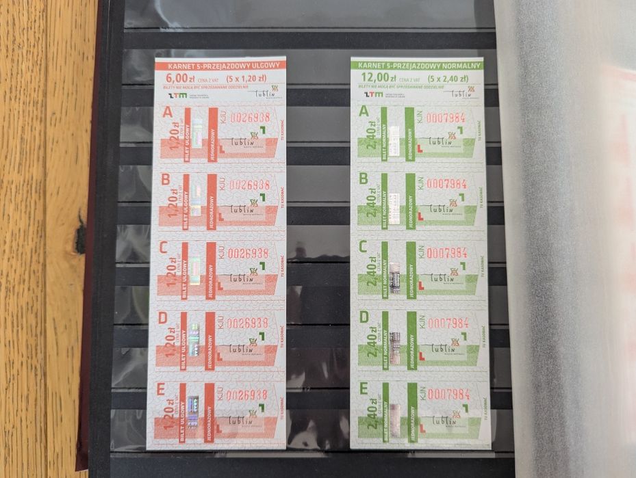 Bilety karnet Lublin MPK ZTM 2010 rok - nie skasowane
