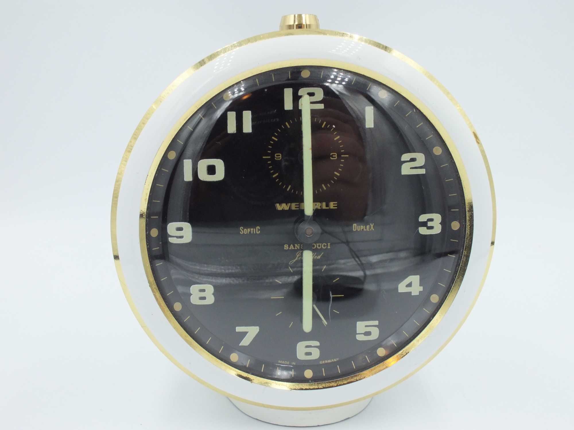 WEHRLE SANSSOUCI Duplex SOFTIC budzik zegar Vintage Unikat