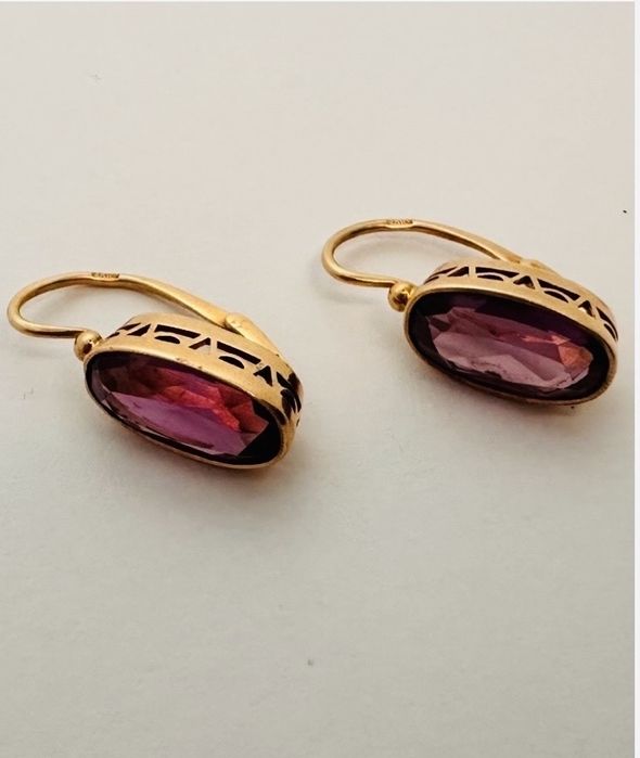 Золоті сережки з олександритом. Золотые серьги александрит СССР